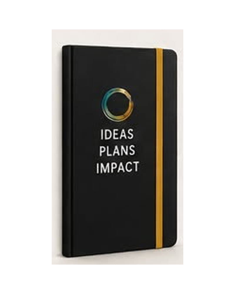 Black notebook: Ideas. Plans. Impact.