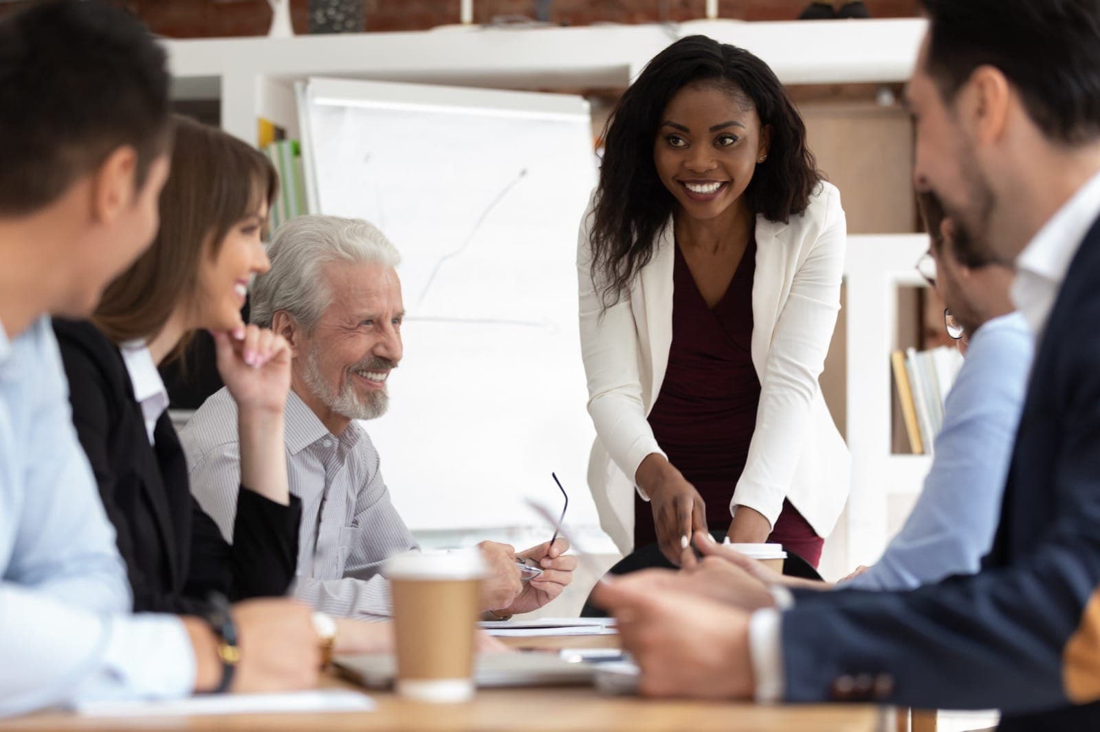 A leadership team in a working session