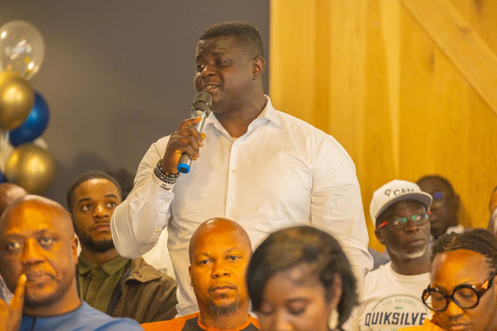 A guest asking a question