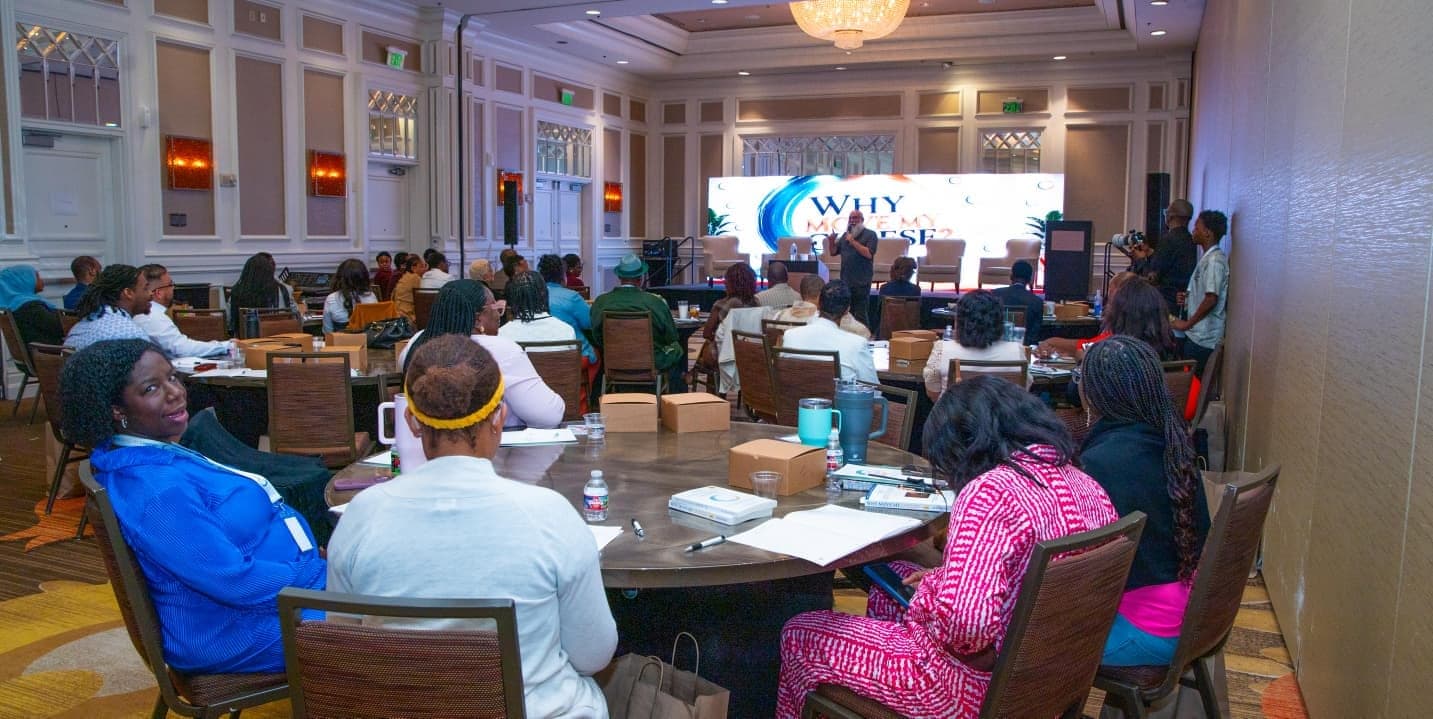 The conference ballroom during a session